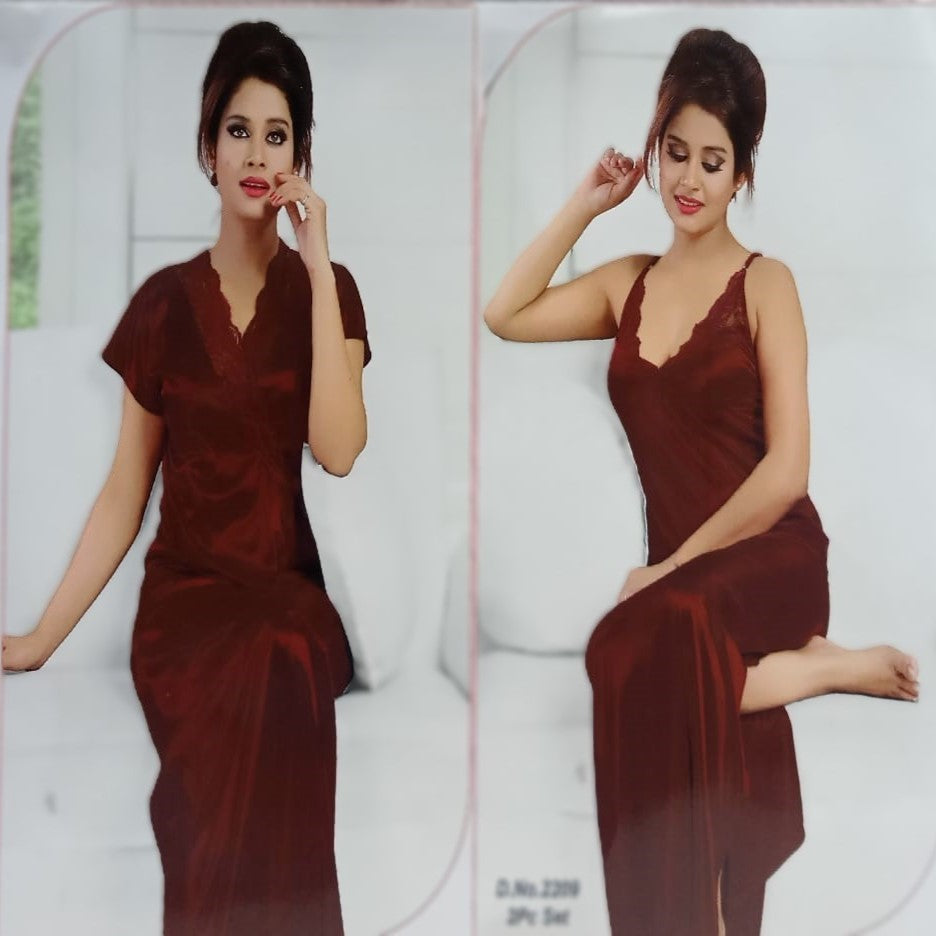 Silky Nighty Set (Nightgown/robe)