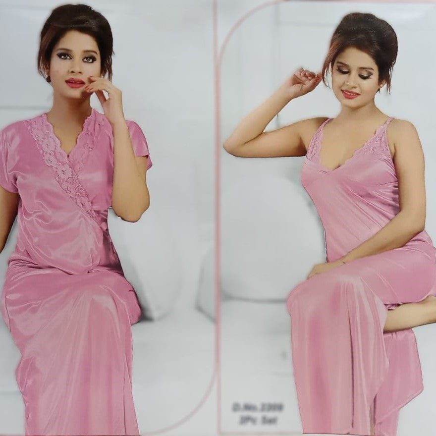 Silky Nighty Set (Nightgown/robe)